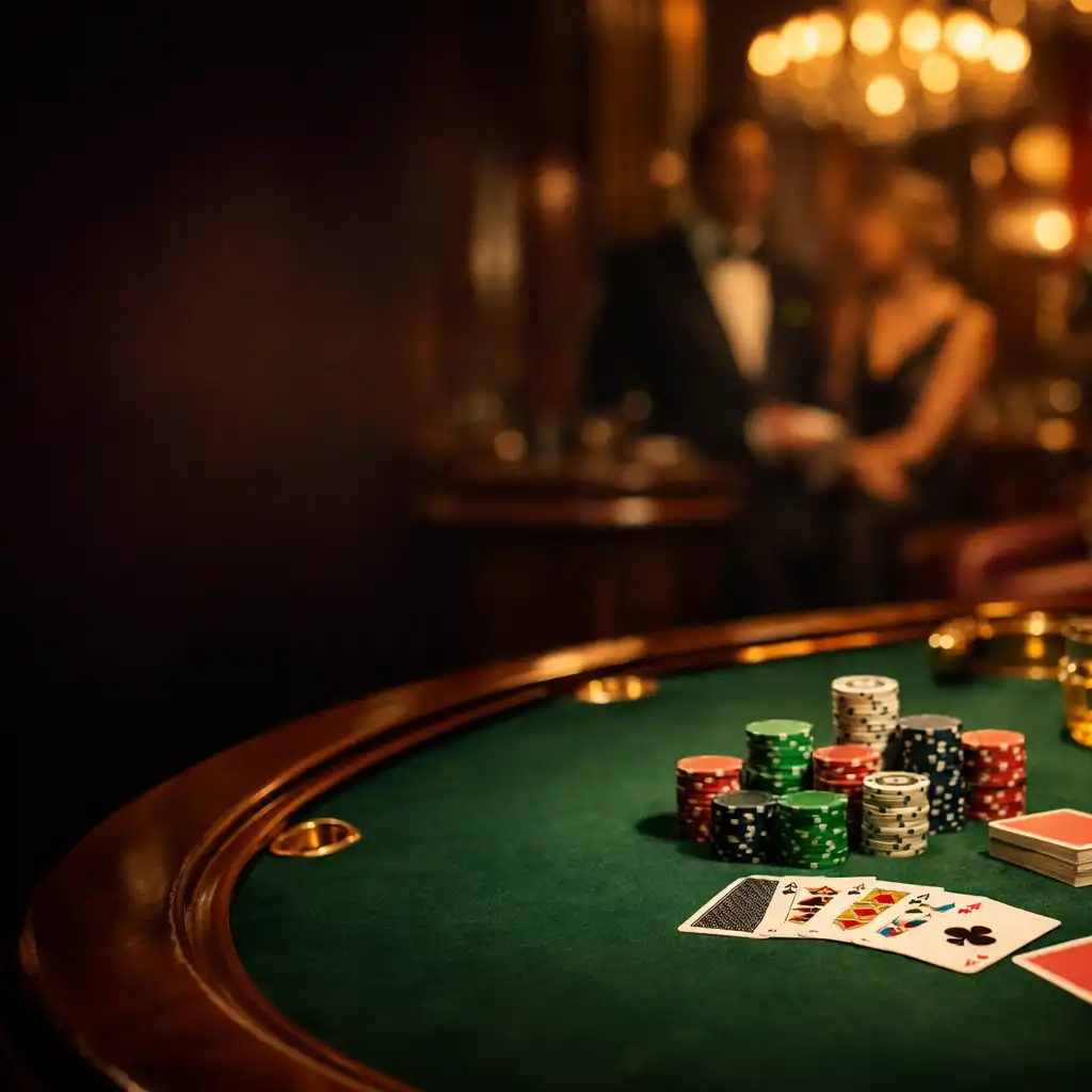 Elegancki stół pokerowy w luksusowym wnętrzu